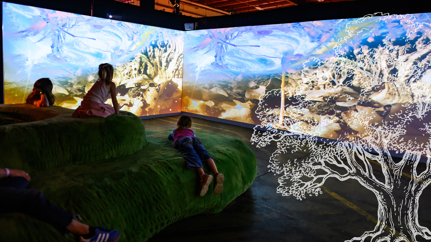d. Sabela grimes and Meena Murugesan. Earthseed Frequencies, 2025. Kidspace Children's Museum / The Getty / Pacific Standard Time. Photo by Jamie Pham.
