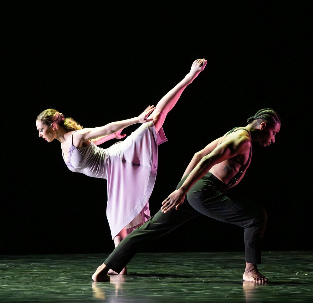 Paul Taylor Dance Company's Jessica Ferretti and Devon Louis in Robert Battle's "Under the Rhythm;" Ron Thiele photo