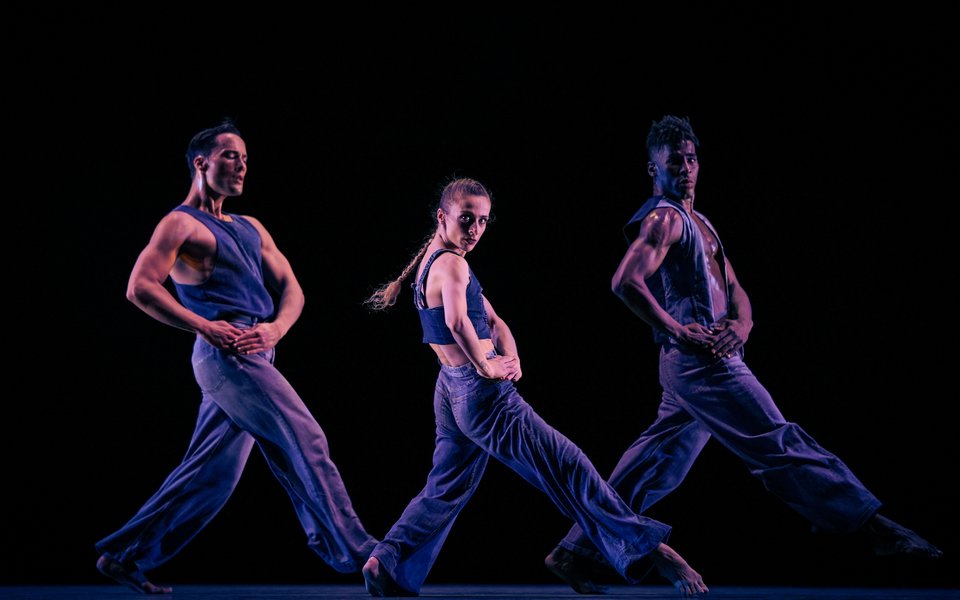 Martha Graham Dance Company's Alessio Crognale-Roberts, Marzia Memoli, Lloyd Knight in Jamar Roberts’s "We the People;" Isabella Pagano photo.