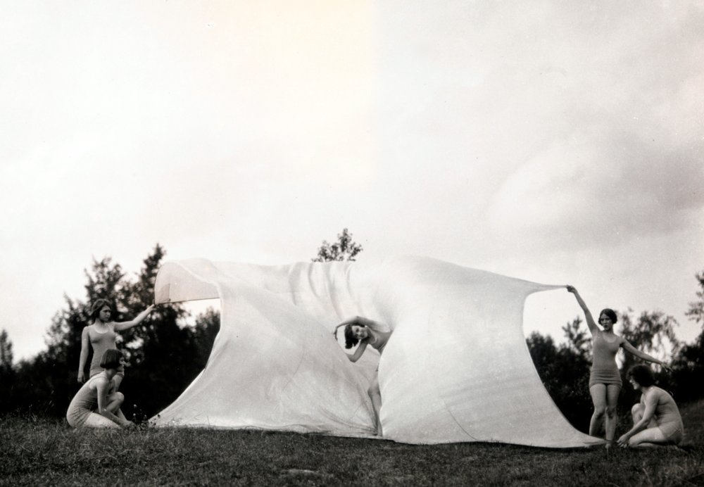 Denishawn dancers (including Martha Graham at left) in Doris Humphrey and Ruth St. Denis’ “Soaring at Mariarden” in Peterborough, NH, ca 1922